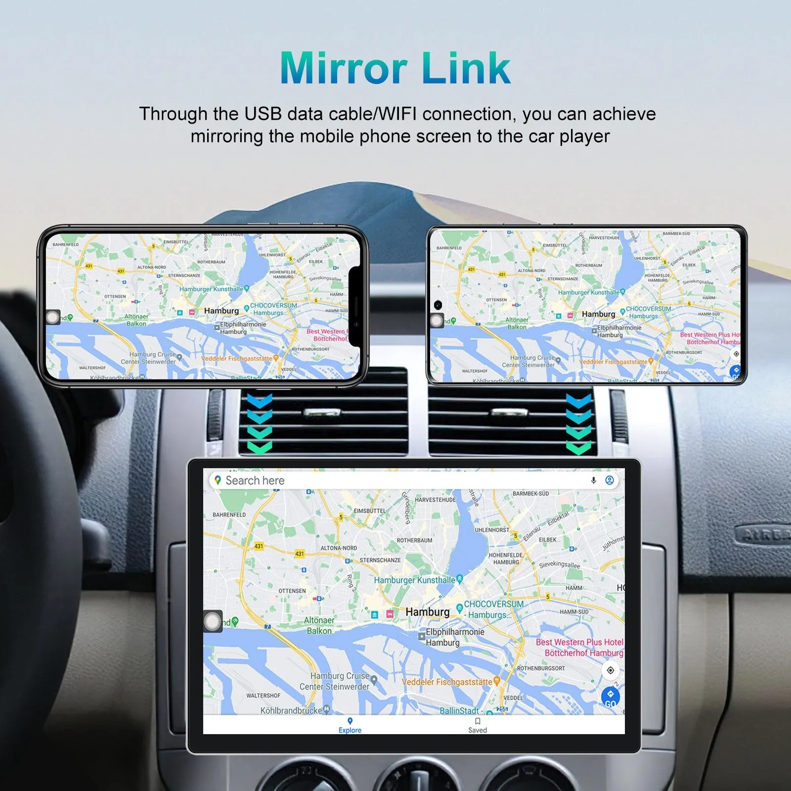 13.1 Inch Android Car Navigator - 4   64G - Universal Map - Carplay - Reverse Camera