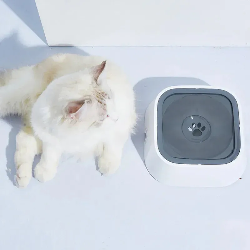 1.5L Dog Drinking Water Bowls Floating Non-Wetting Mouth Cat Slow Anti-Overflow Water Feeding Dispenser Large Capacity. Zero Splash non-slip Dog Bowl.