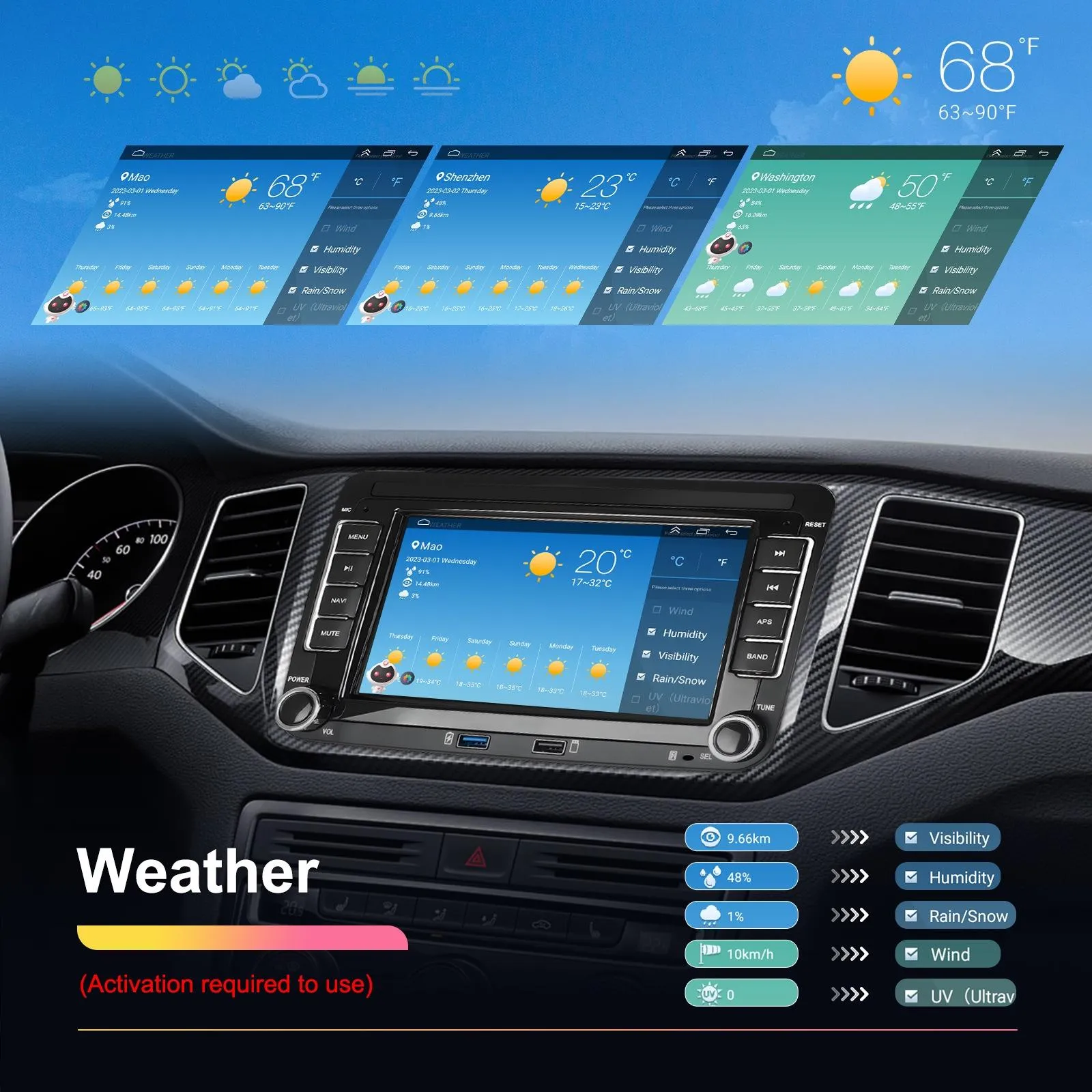 2   64G Carplay Android Navigation For Vw / Skoda - Reversing Camera - Large Screen