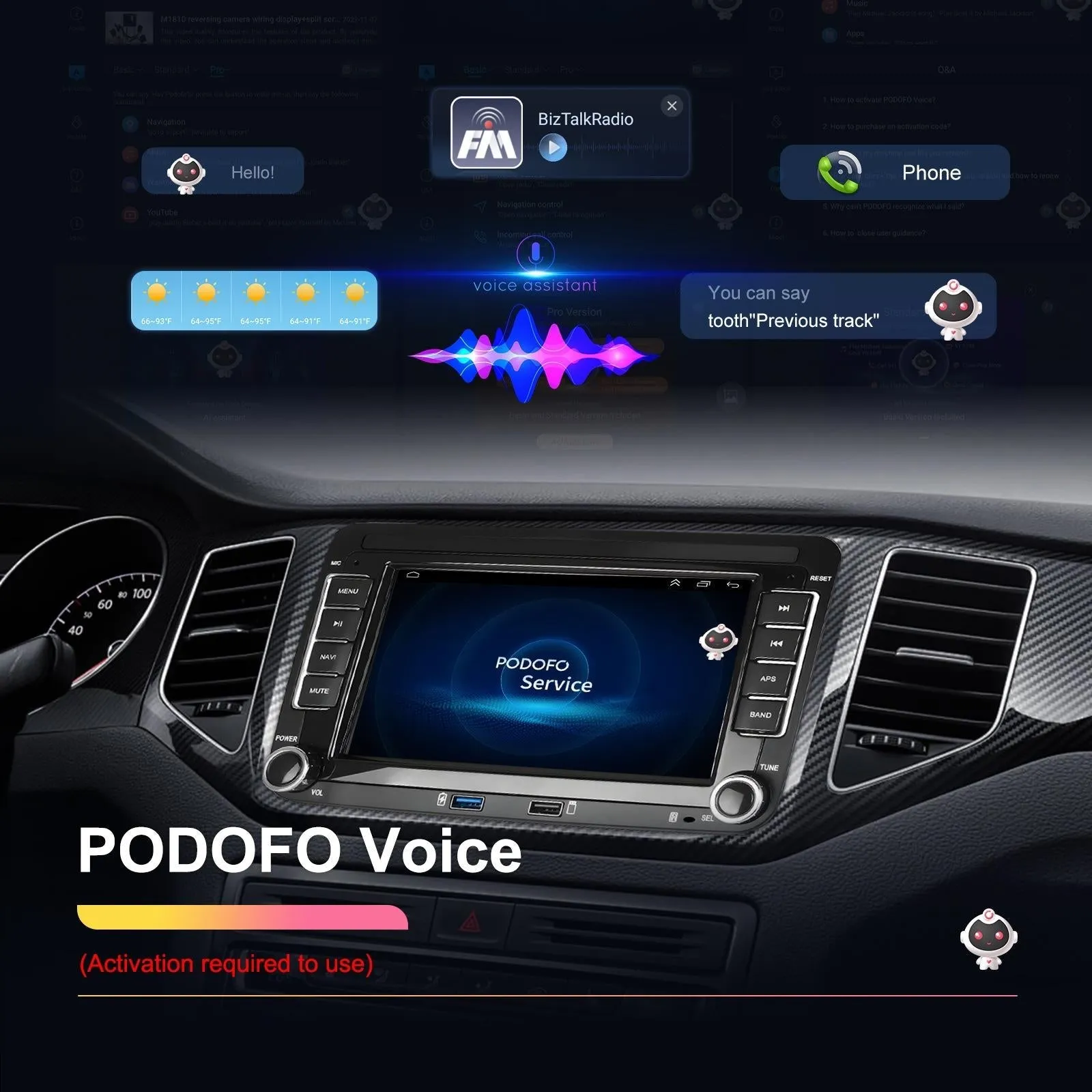 2   64G Carplay Android Navigation For Vw / Skoda - Reversing Camera - Large Screen
