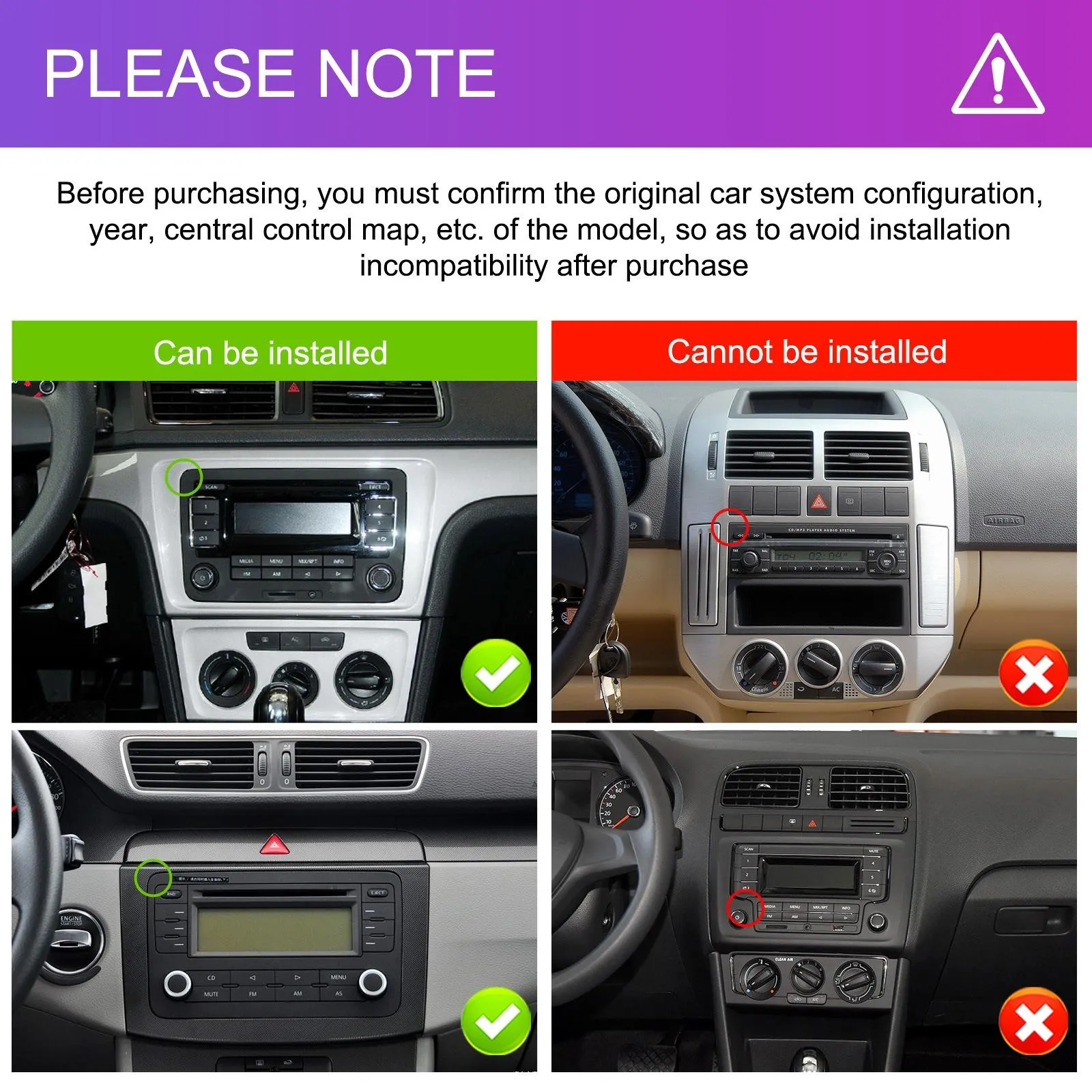 2   64G Carplay Android Navigation For Vw / Skoda - Reversing Camera - Large Screen