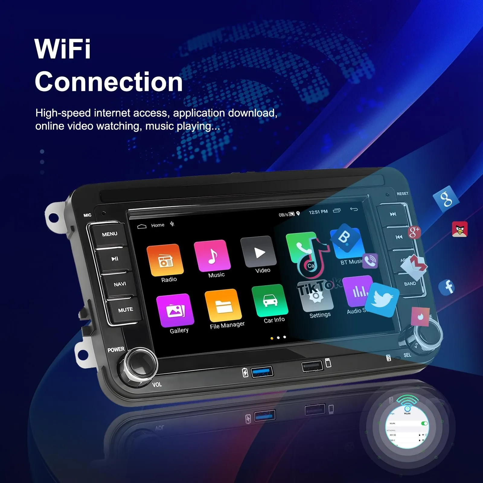 2   64G Carplay Android Navigation For Vw / Skoda - Reversing Camera - Large Screen