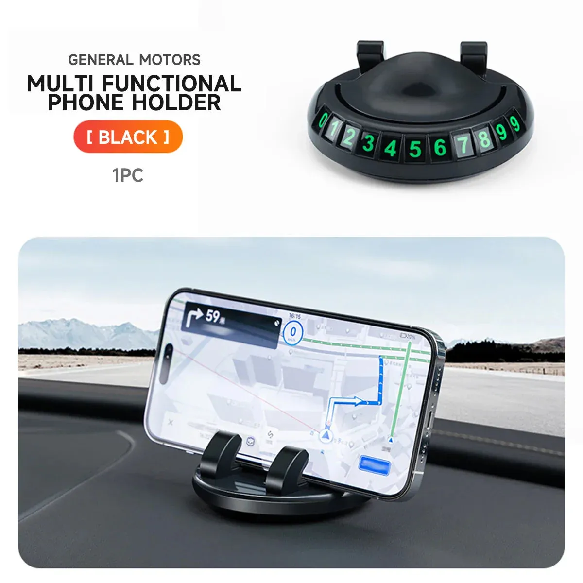 2-In-1 Car Phone Holder & Parking Number Plate Anti-Slip Mobile Stand For Cell Gps Auto Accessories