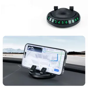 2-In-1 Car Phone Holder & Parking Number Plate Anti-Slip Mobile Stand For Cell Gps Auto Accessories