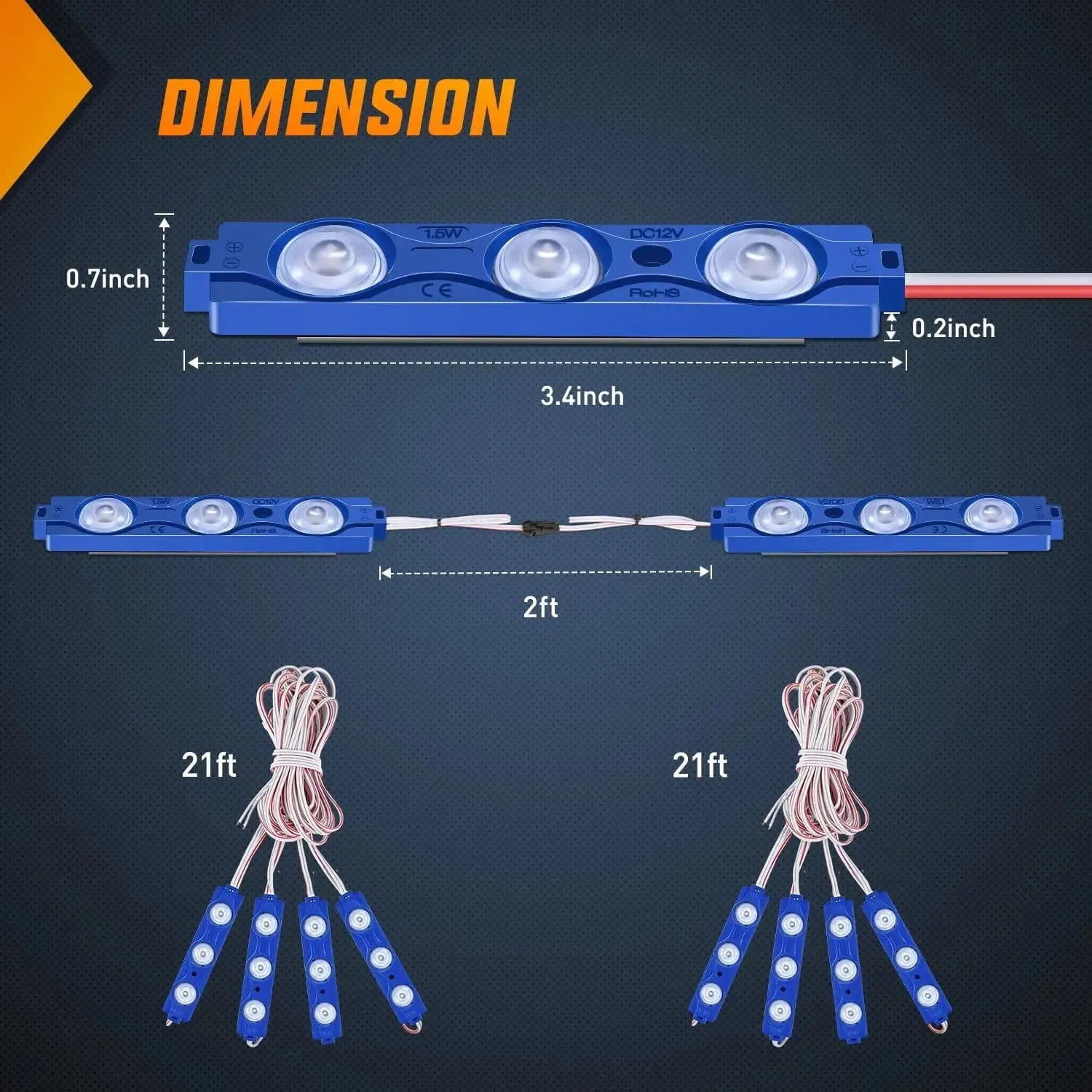 24 LEDs Blue Ultra-Bright Light Kit (8 Pcs)