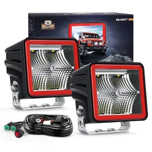 3 Inch Cube LED Pod Light Bar 20W 2100LM Super Flood Light (2 pcs)/16AWG DT Wiring Harness Kit (Pair) | 16AWG DT Wire (Copy)