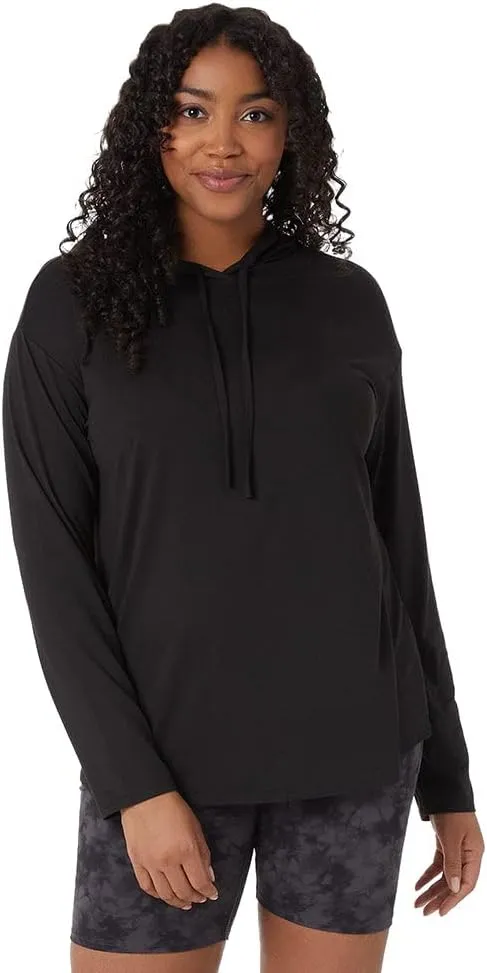 32 Degrees Women's Cool Long Sleeve Hooded T-Shirt| Moisture Wicking | 4-Way Stretch | Lounging