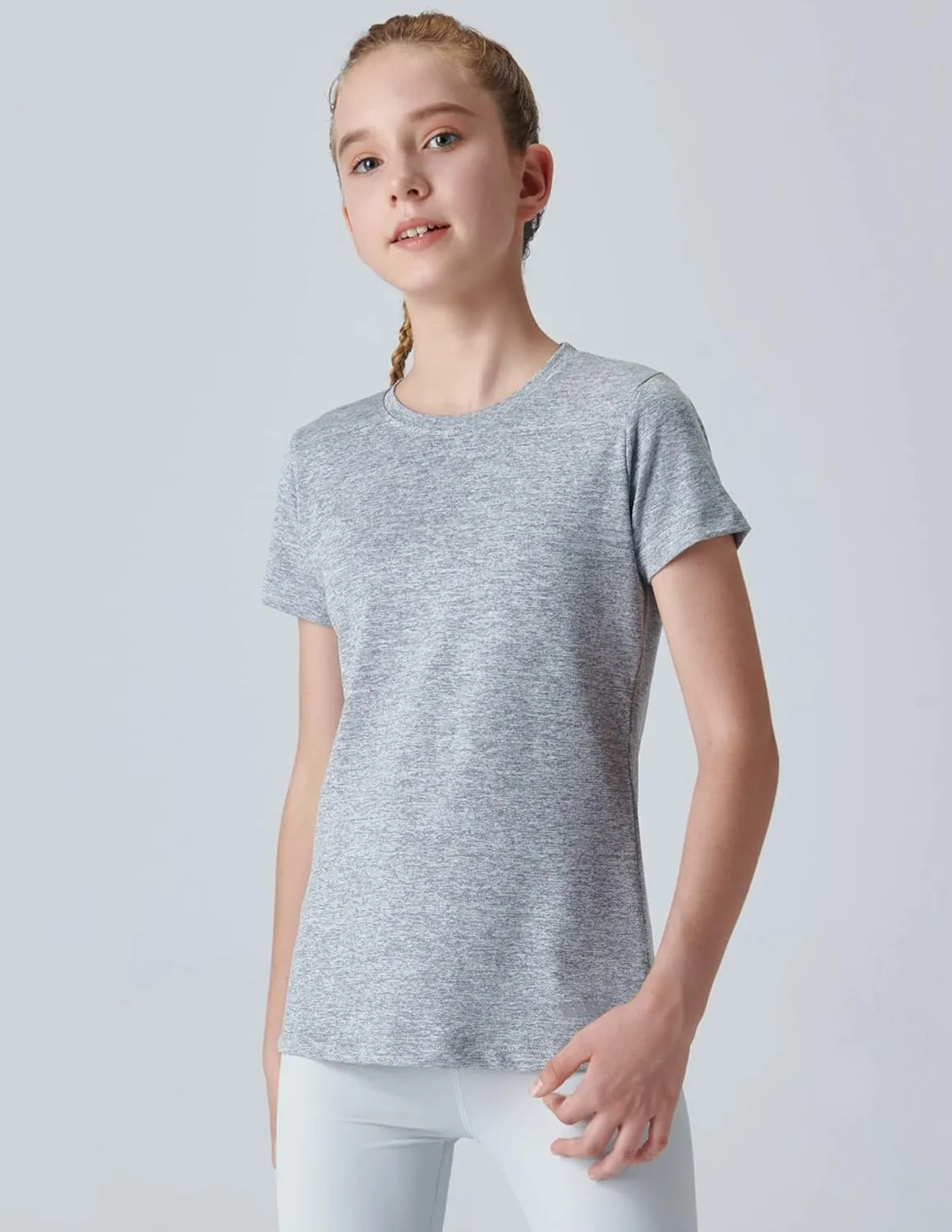4 Pack: Youth Girls Athletic Shirts, Short Sleeve Dry Fit Apparel Tech Tshirts, Sports Activewear for Kids Teens