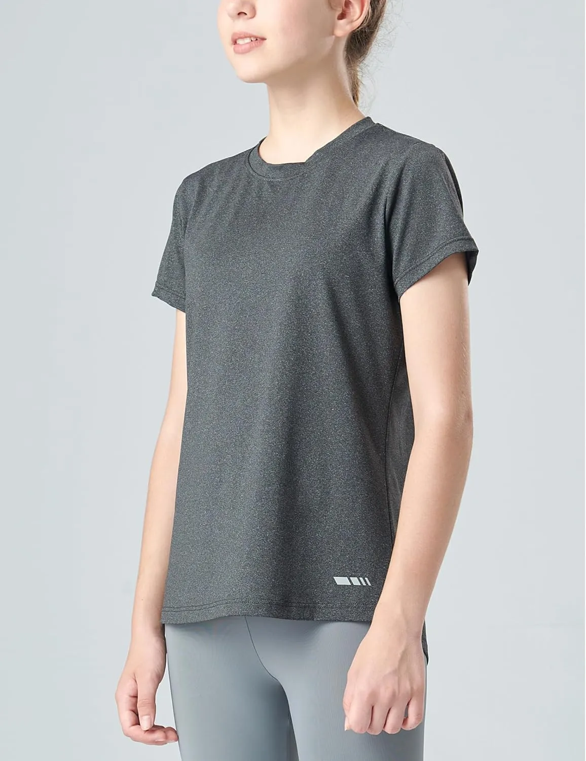 4 Pack: Youth Girls Athletic Shirts, Short Sleeve Dry Fit Apparel Tech Tshirts, Sports Activewear for Kids Teens