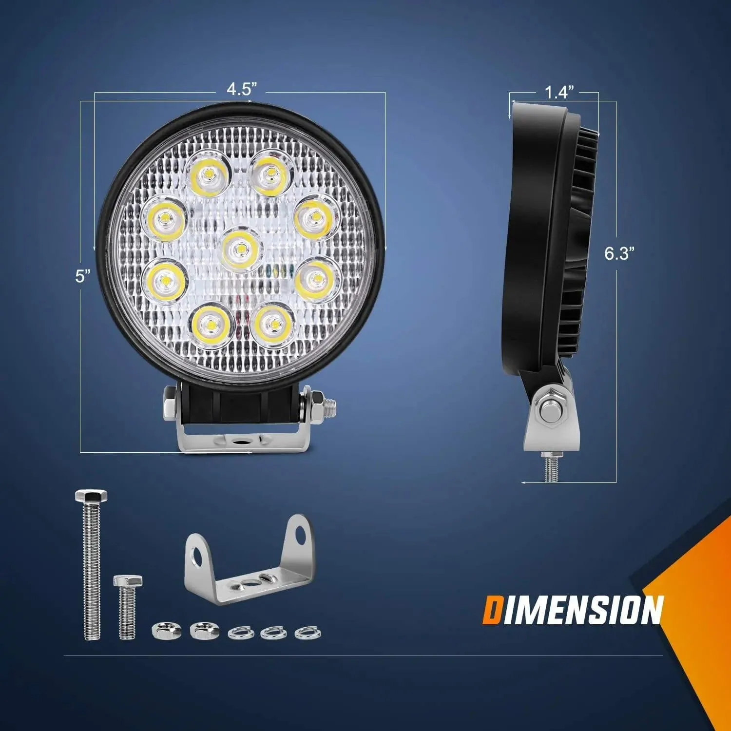 4.5 Inch 27W Round Spot LED Work Lights (10 pack)