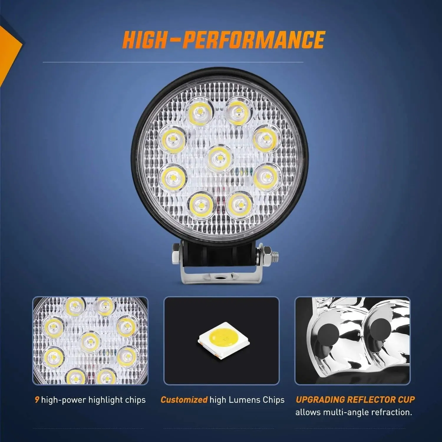 4.5 Inch 27W Round Spot LED Work Lights (10 pack)