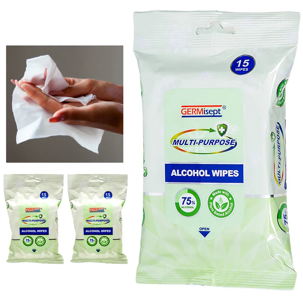 45ct Multipurpose Alcohol Wipes Wet Naps Napkins Towelettes Plant Based Cleaning