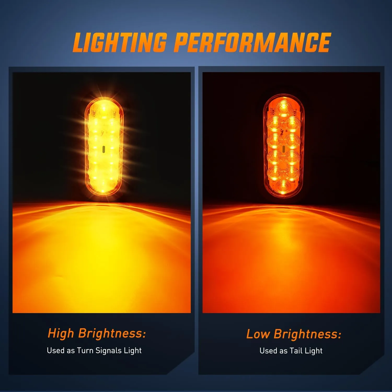 6 Inch Oval Red Amber White LED Trailer Tail Lights (6 Pcs)