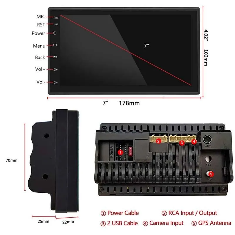 7 Inch Android Navigation Wifi Car Mp5 Player 1   32G Gps Bluetooth 2.5D Screen Standard   4Lights Camera