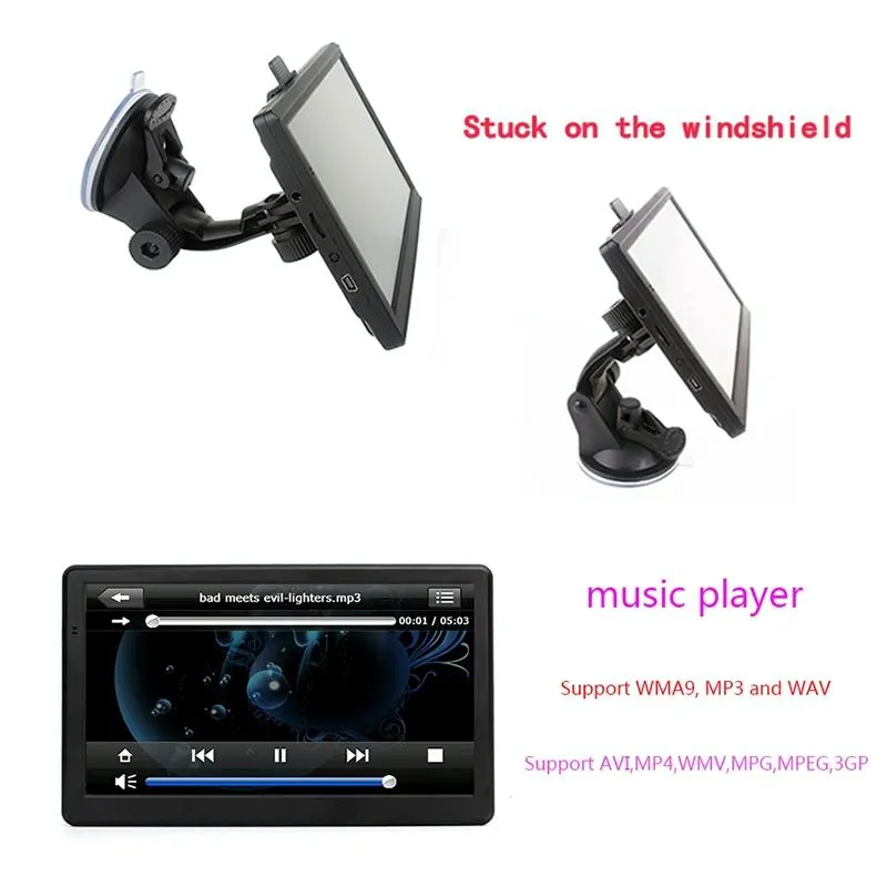 7 Inch Car Gps Navigator 8G   128M Resistive Screen Australia Map Fm / Tf Card Support