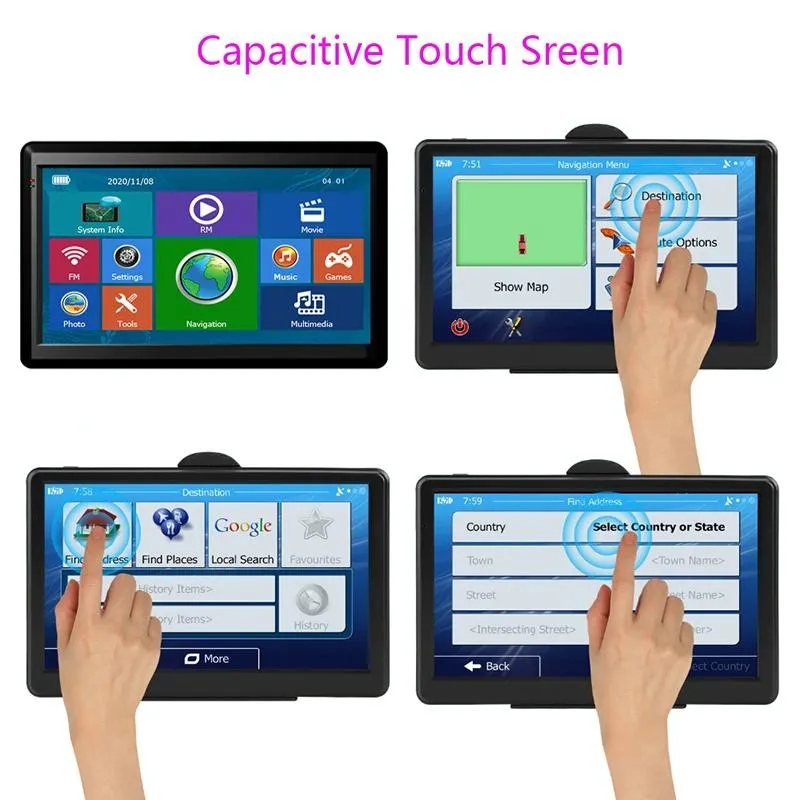 7 Inch Car Gps Navigator 8G   128M Resistive Screen Australia Map Fm / Tf Card Support