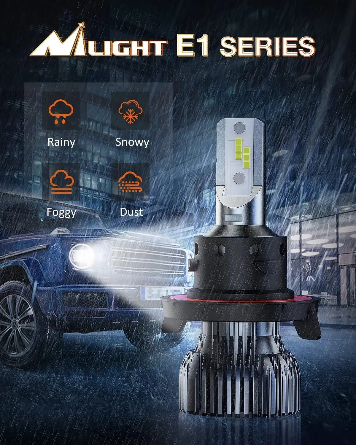 9008/H13 LED Headlight Bulbs E20 Series 50W 10000LM 6000K IP67 | 2 BULBS