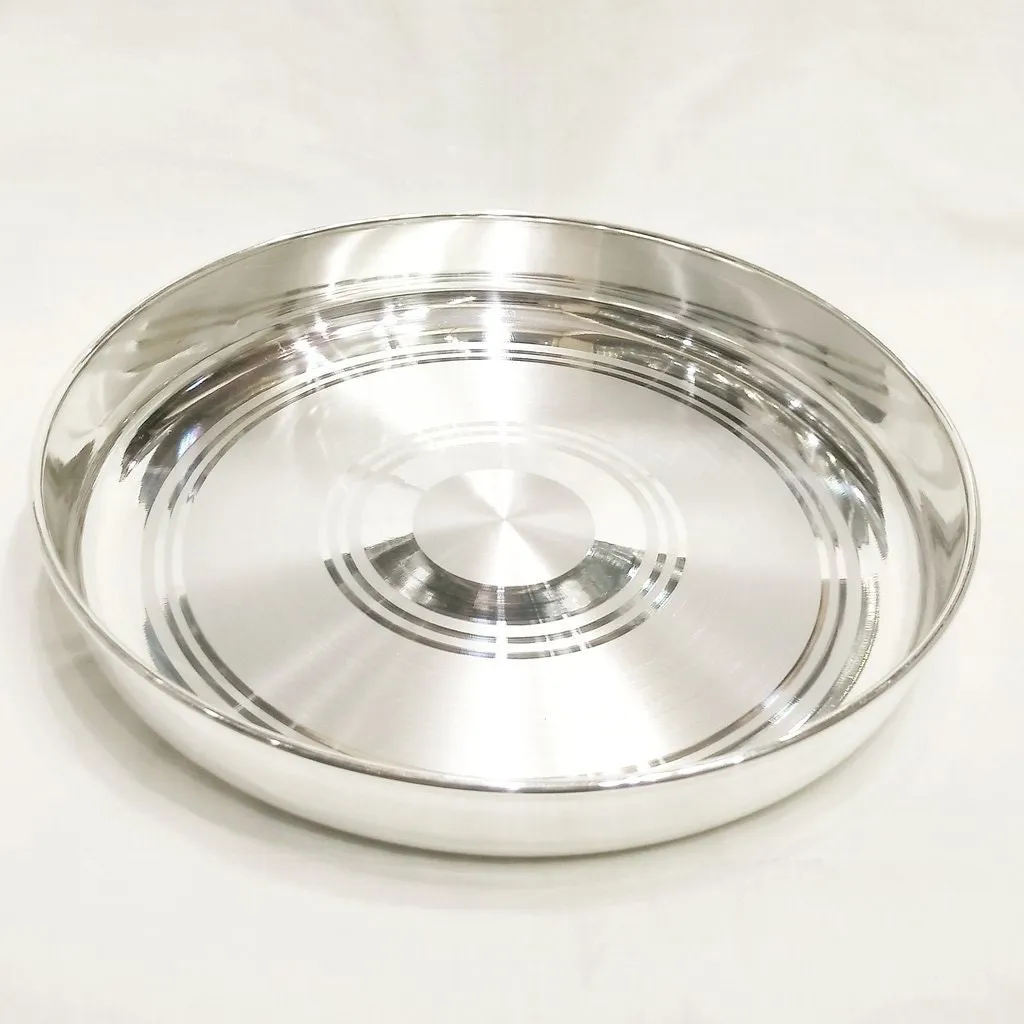 999 Fine Pure Silver Handmade solid Plan Thali, Plate/ Tray for prasad, baby food - 6 Inch approx 110  gram approx
