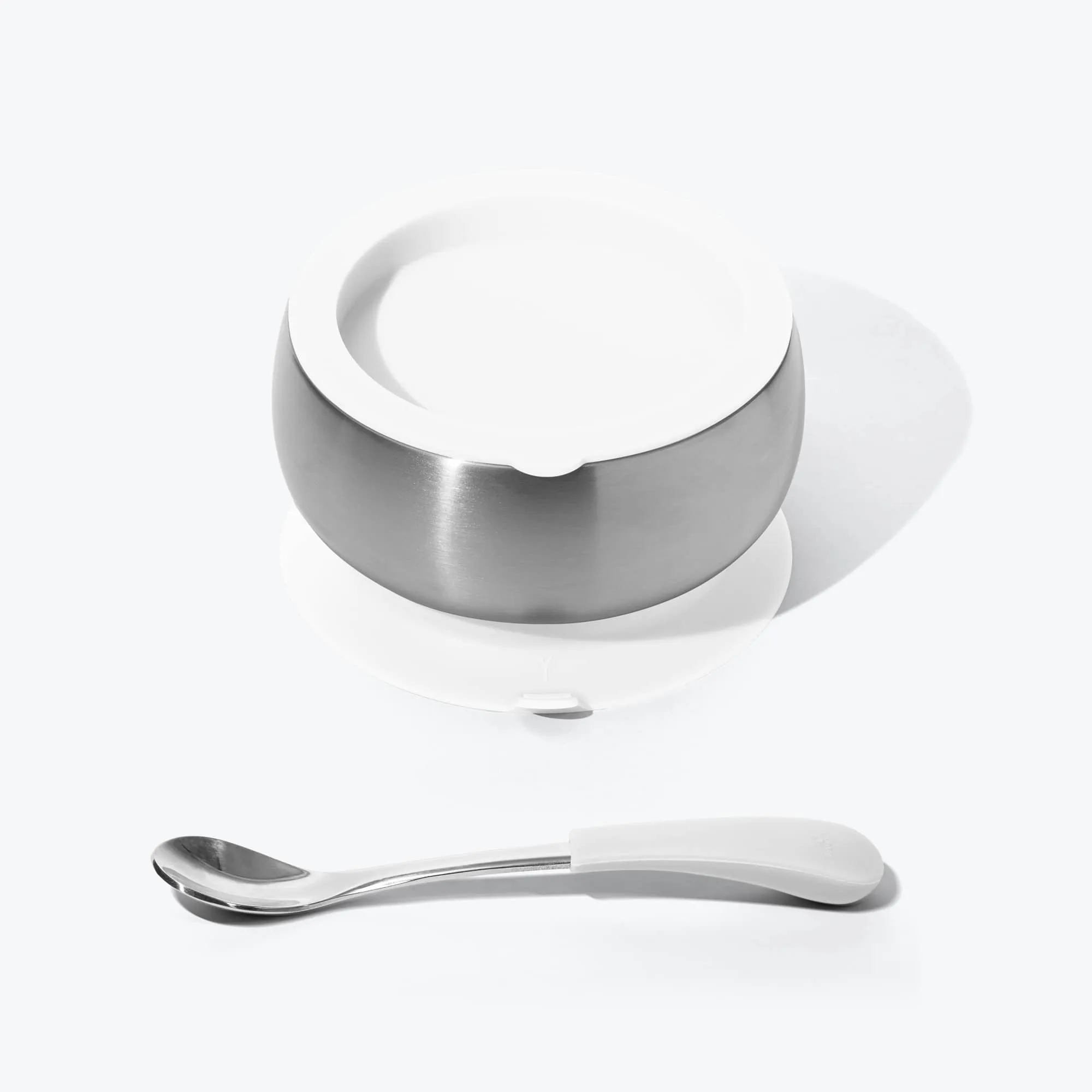 Avanchy Stainless Steel Baby Bowl With Spoon Combo   Air Tight Lid - White