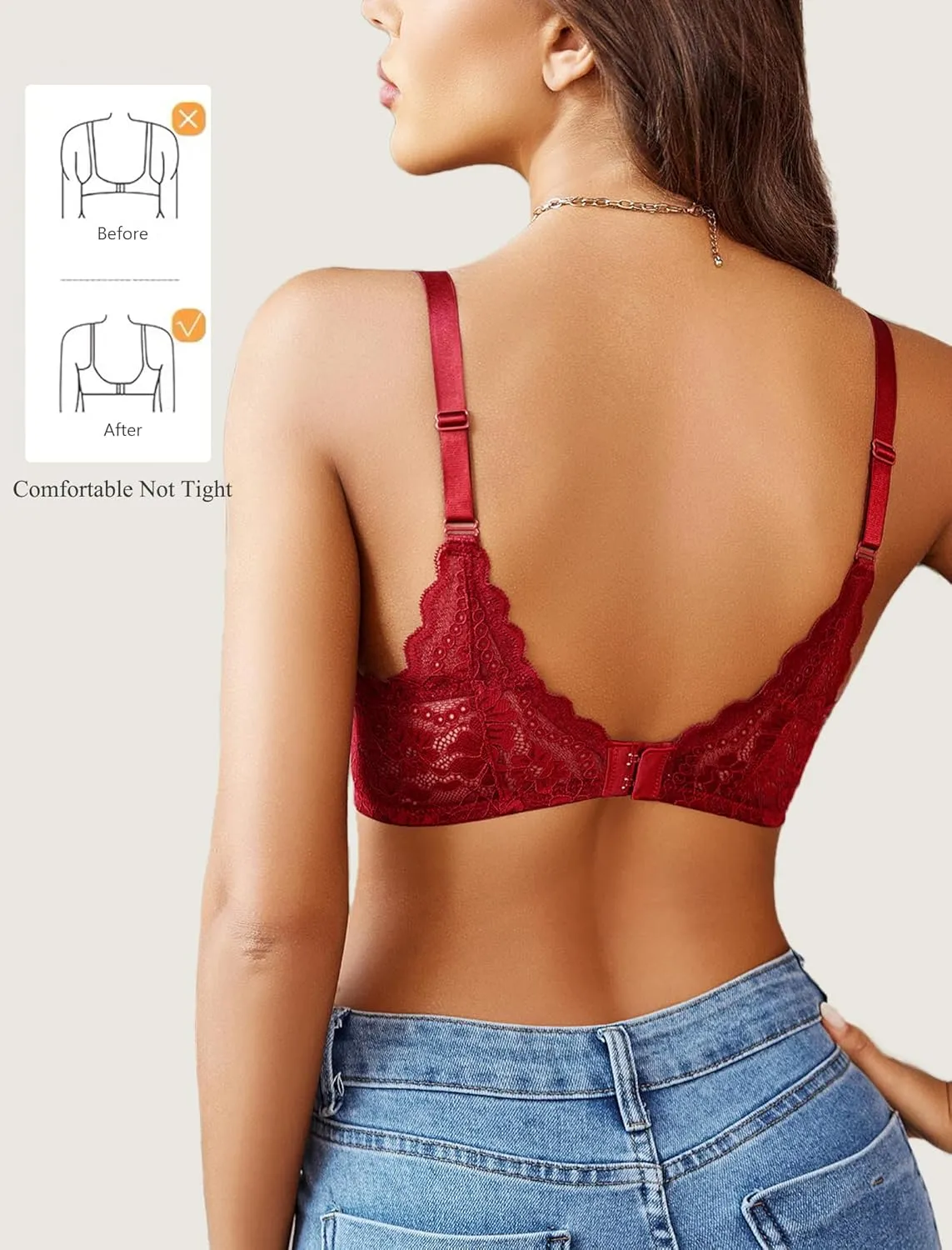 Avidlove Lace Bras for Women Push Up Bralettes with Underwire Full Coverage Unpadded Bra Sexy Minimizers Everyday Lingerie