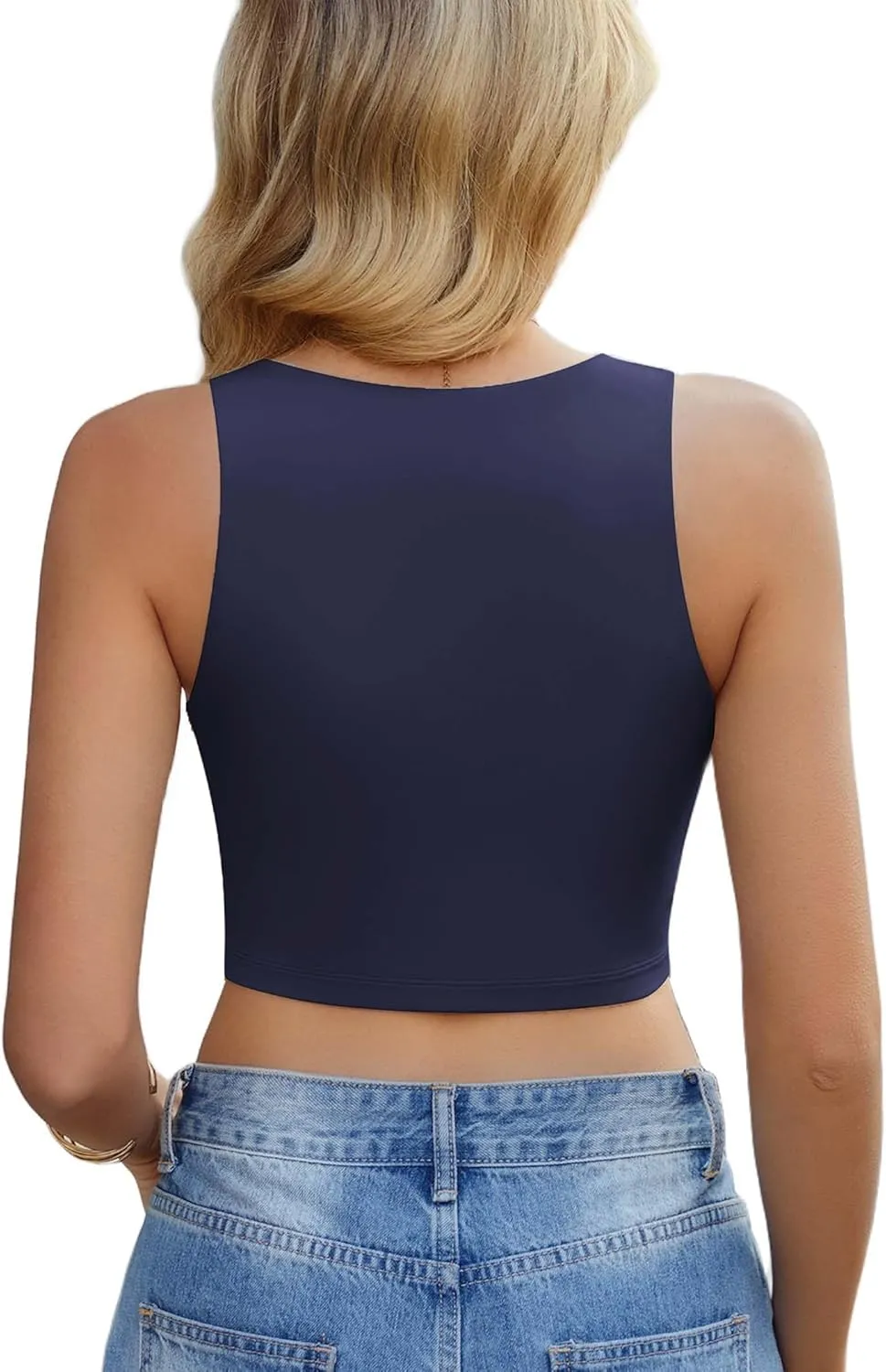 Avidlove Tank Top for Women Sleeveless Double Lined Crop Tops High Neck Racerback Camisole Summer Casual Slim Clothes