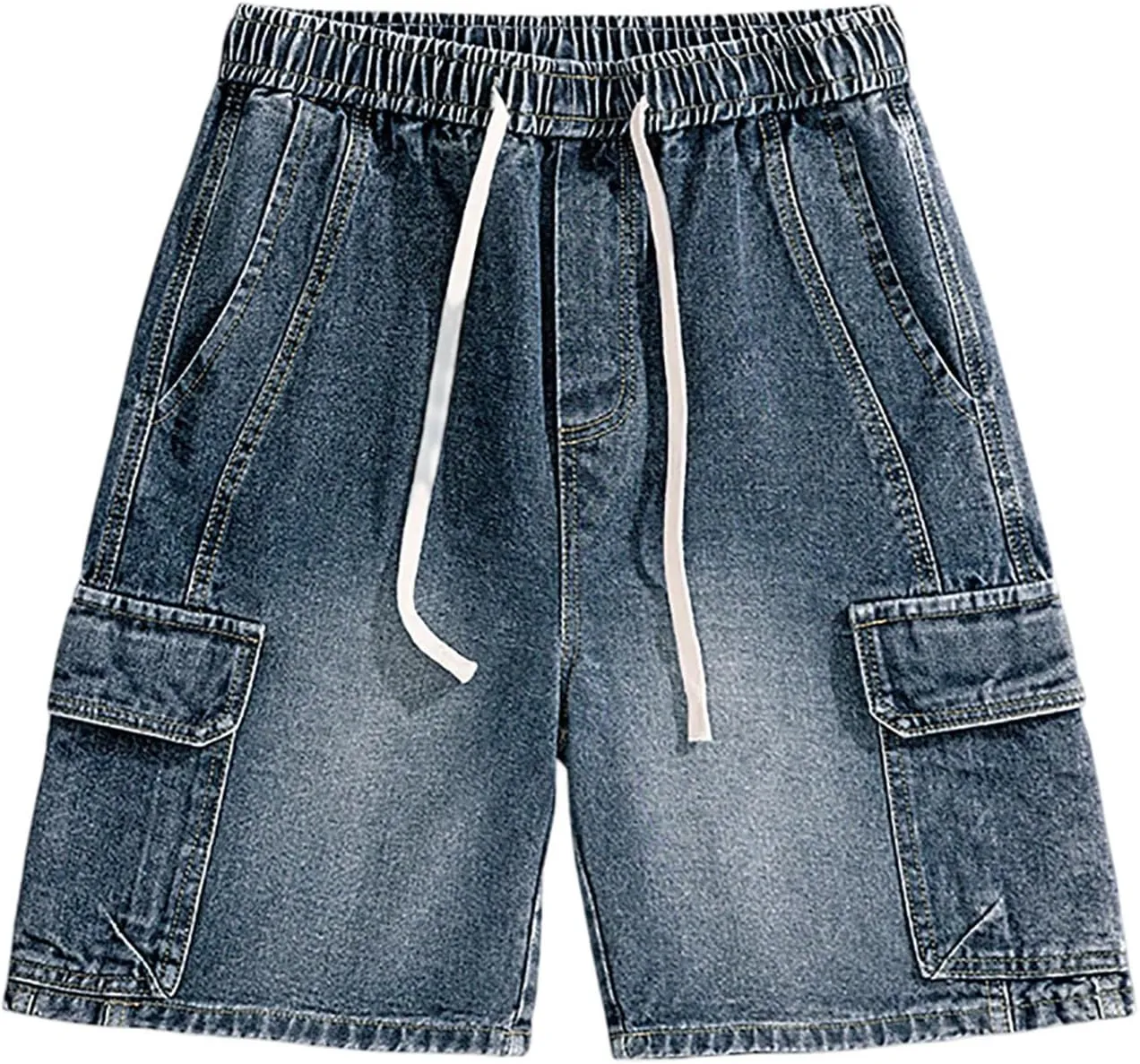 Baggy Jean Shorts for Men Casual Loose Fit Hip Hop Skateboard Denim Shorts Streetwear