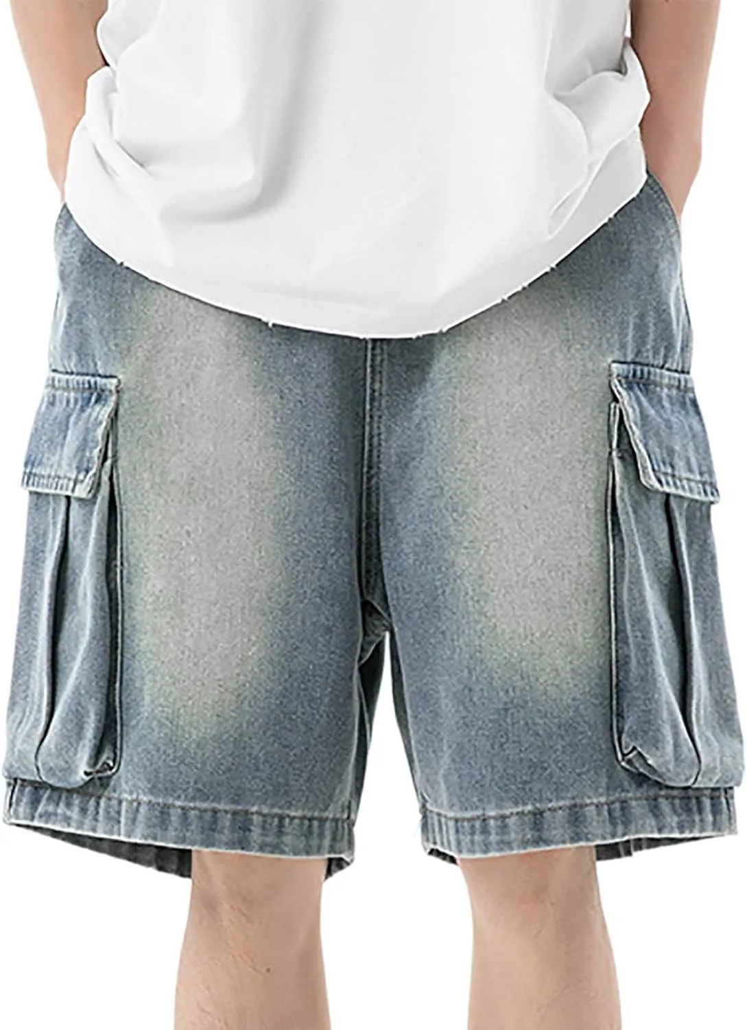 Baggy Jean Shorts for Men Jorts Casual Loose Fit Long Denim Shorts Wide Leg Y2K Hip Hop Streetwear Clothes