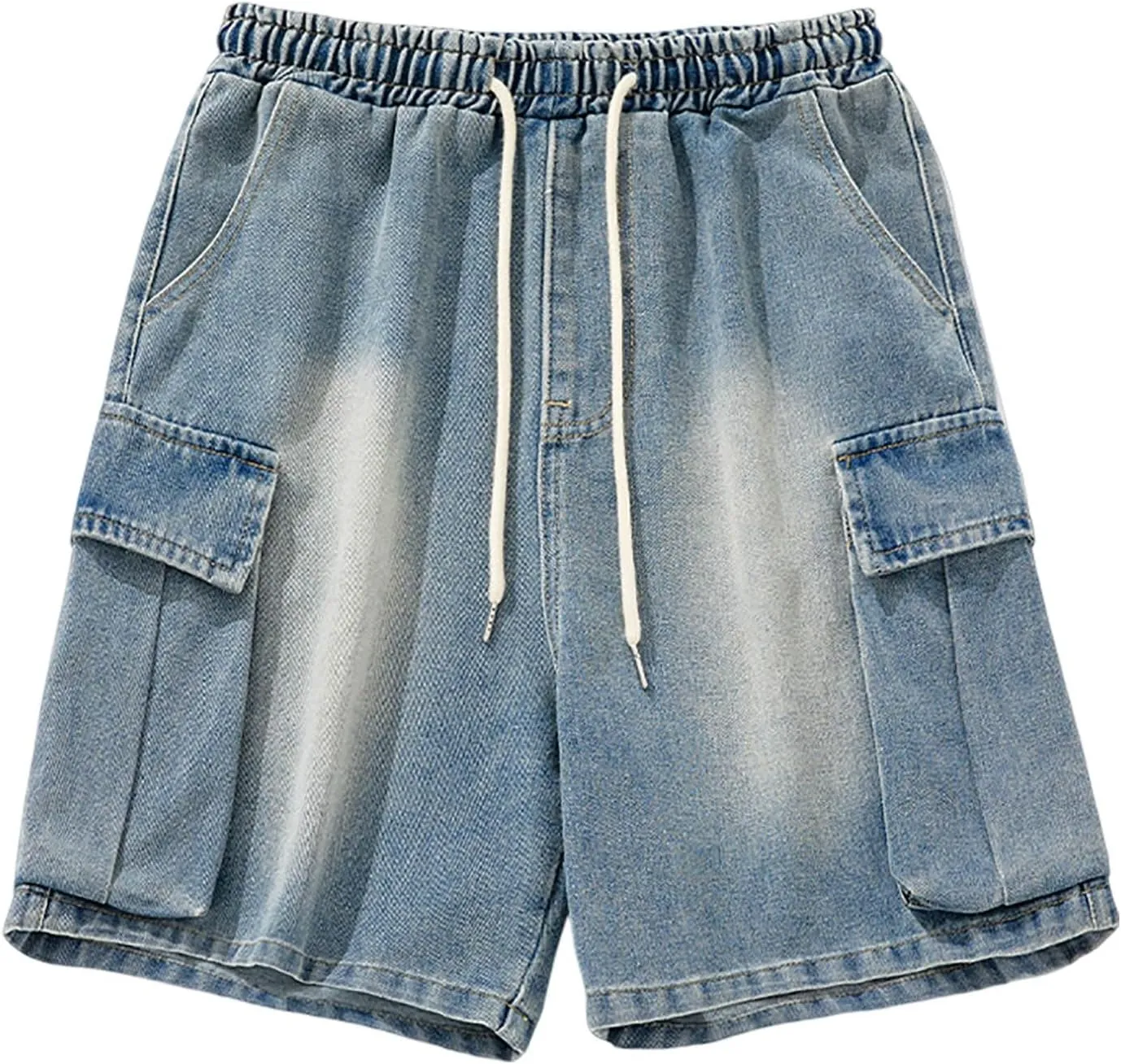 Baggy Jean Shorts for Men Jorts Casual Loose Fit Long Denim Shorts Wide Leg Y2K Hip Hop Streetwear Clothes