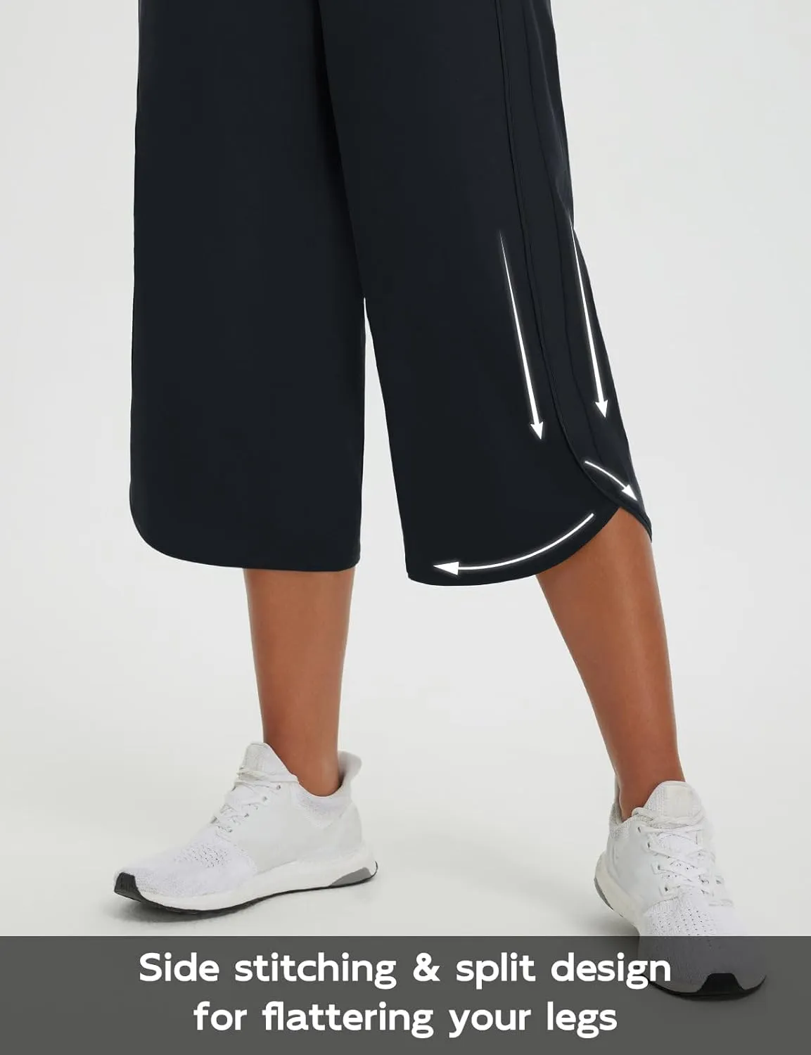 baleaf Women's Capri Pants Wide Leg Athletic Yoga Capris with Pockets Quick Dry Hiking Pants Loose Lounge Summer UPF 50 