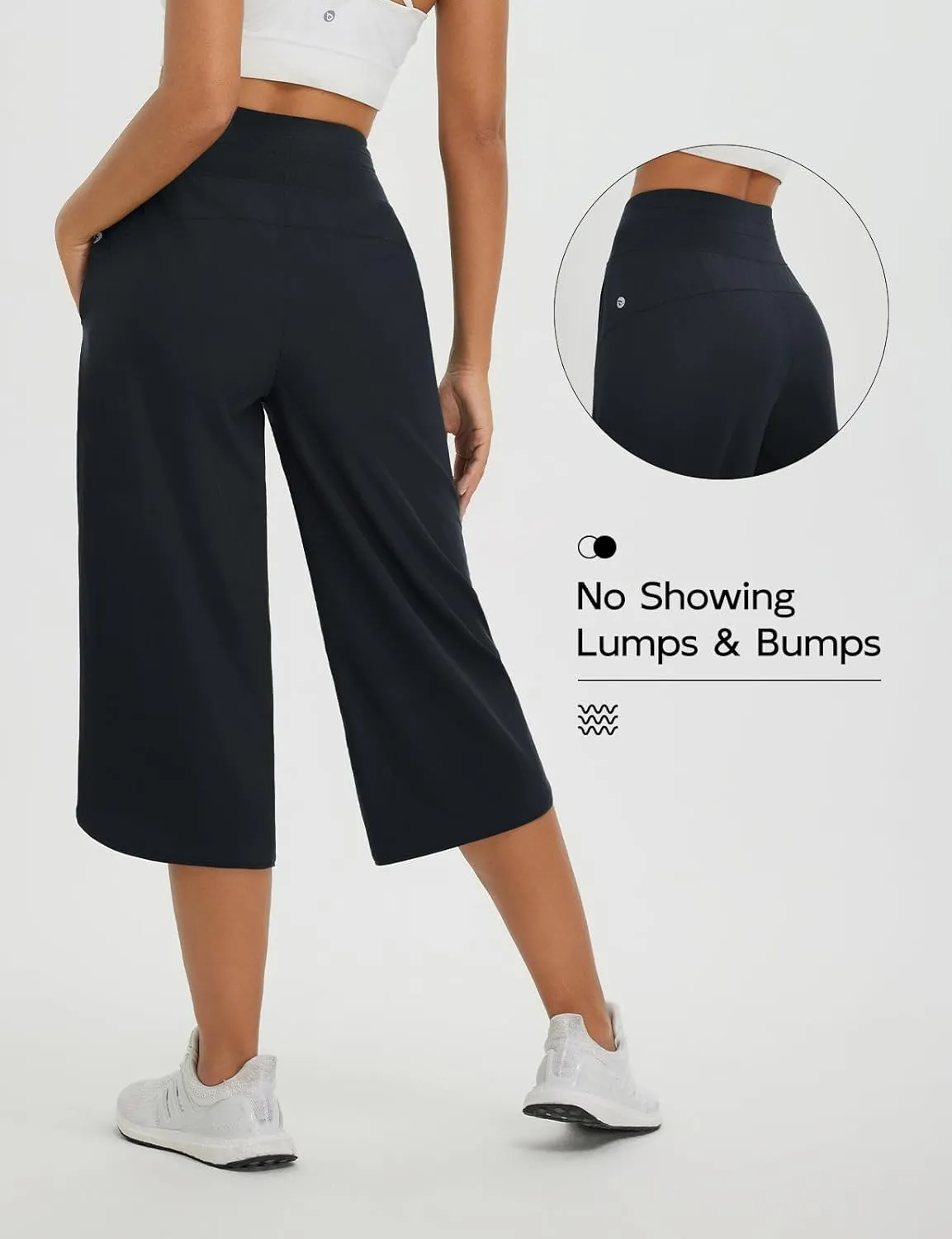 baleaf Women's Capri Pants Wide Leg Athletic Yoga Capris with Pockets Quick Dry Hiking Pants Loose Lounge Summer UPF 50 