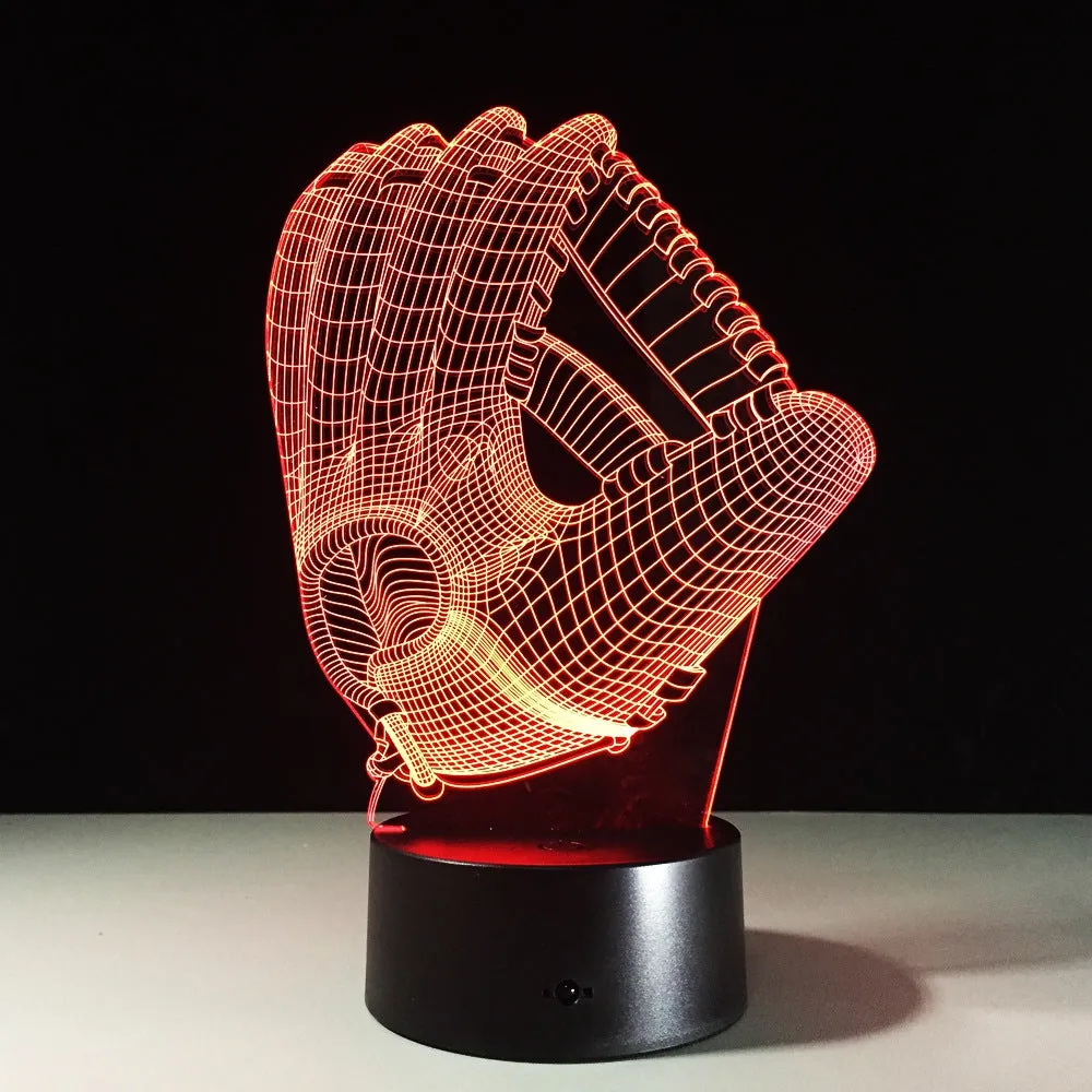 Baseball Glove 3D Hologram Illusion LED Light Color changing with USB Charger