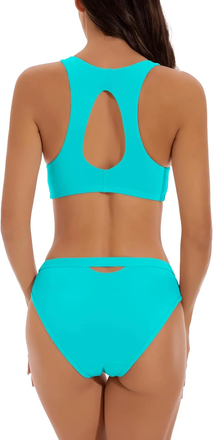 Beautikini Period Swimwear Menstrual Two Piece Swimsuit Leakproof Bikini Sets Sporty Bathing Suit for Teen Girls