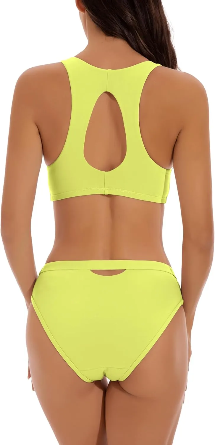 Beautikini Period Swimwear Menstrual Two Piece Swimsuit Leakproof Bikini Sets Sporty Bathing Suit for Teen Girls