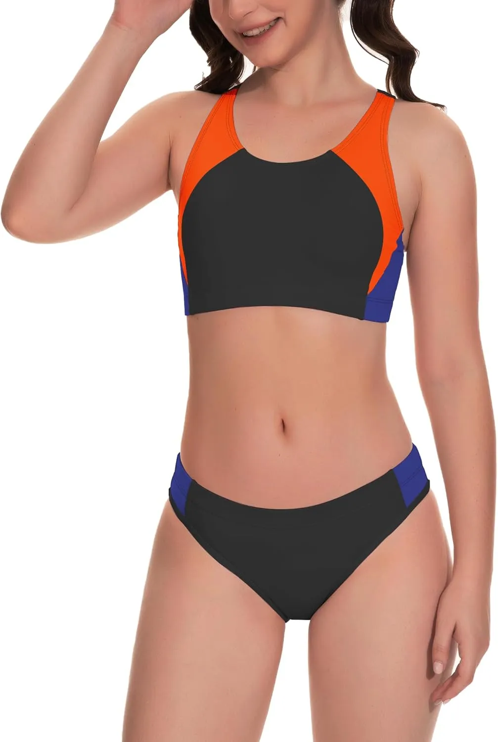 Beautikini Period Swimwear Two Piece Menstrual Leakproof Swimsuit Sporty Bikini Sets Bathing Suit for Teen Girl