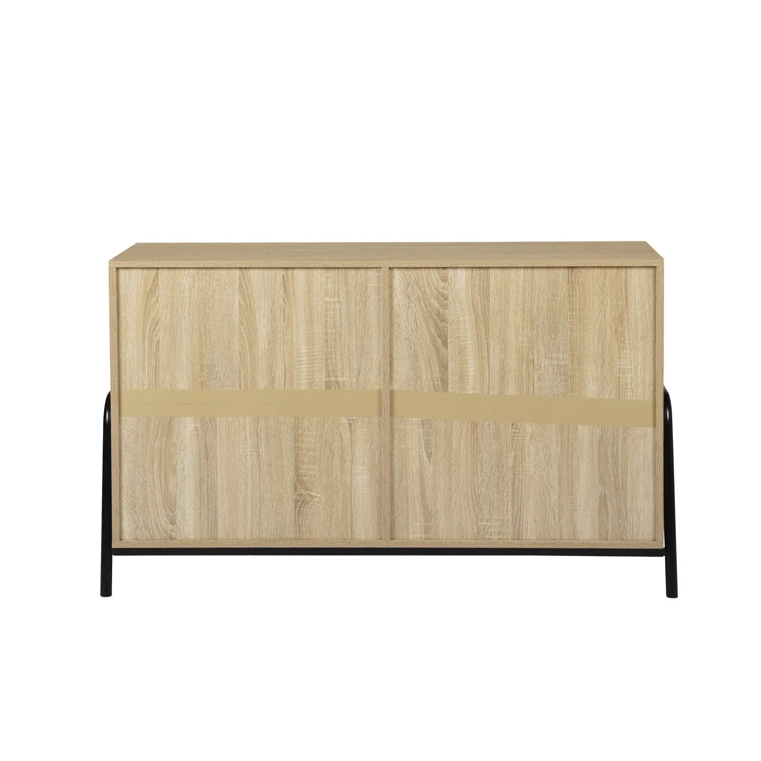 Beige Metal Wood Sideboard with Oak Veneer and 5 Shelves- Model Auro