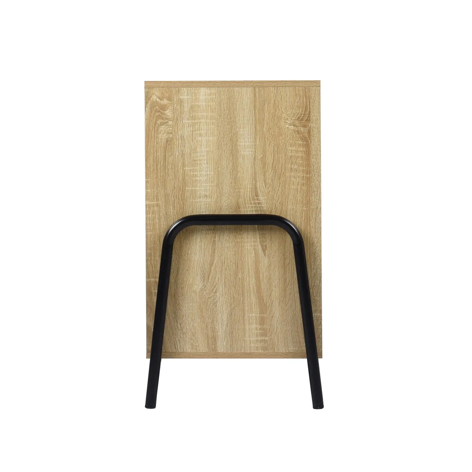 Beige Metal Wood Sideboard with Oak Veneer and 5 Shelves- Model Auro