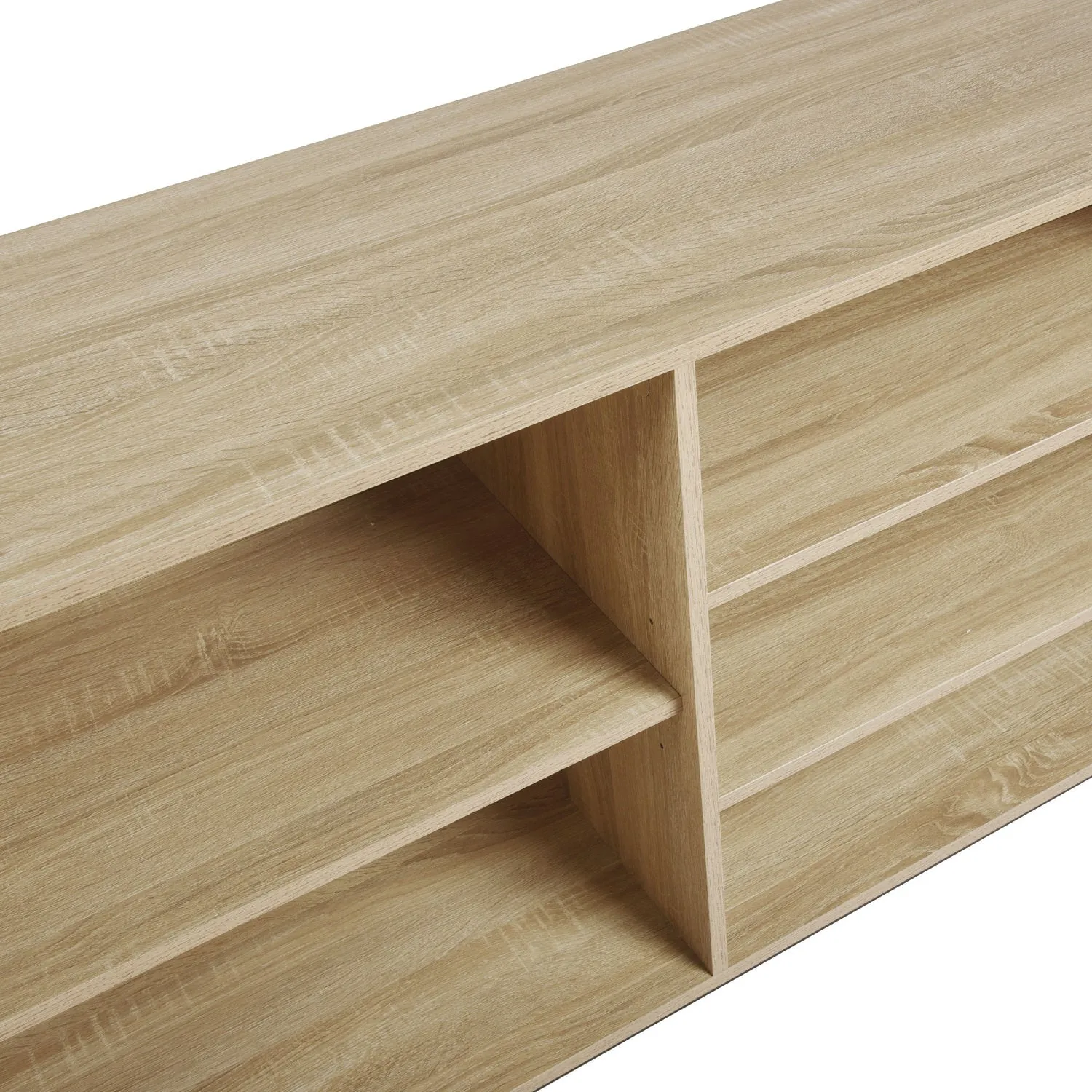 Beige Metal Wood Sideboard with Oak Veneer and 5 Shelves- Model Auro
