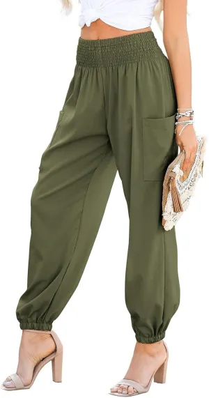 Boho Pants for Women Harem Pants High Waist Cargo Pant Summer Loose Trousers Business Casual Trousers Elephant Trouser