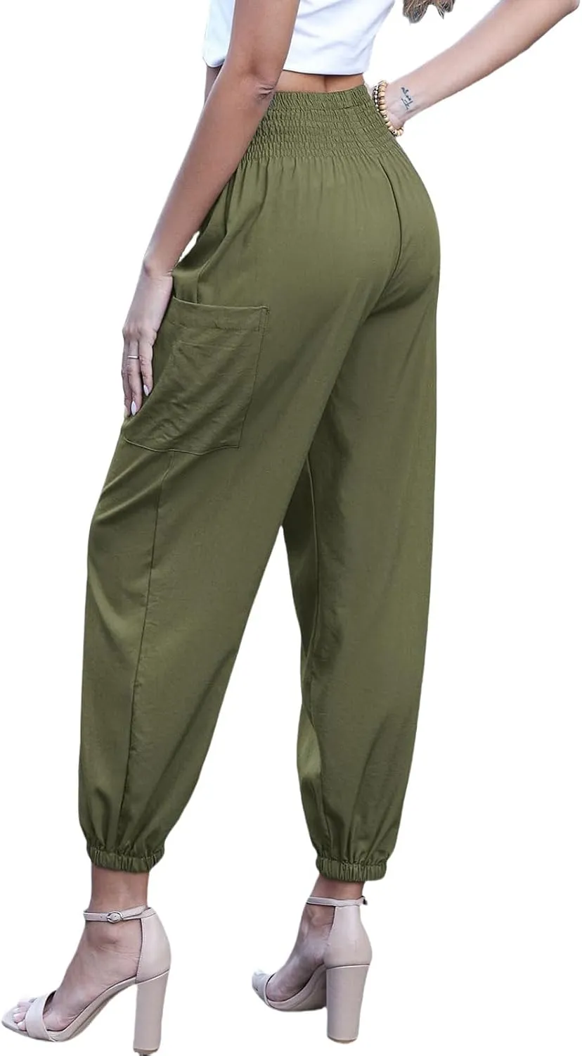 Boho Pants for Women Harem Pants High Waist Cargo Pant Summer Loose Trousers Business Casual Trousers Elephant Trouser
