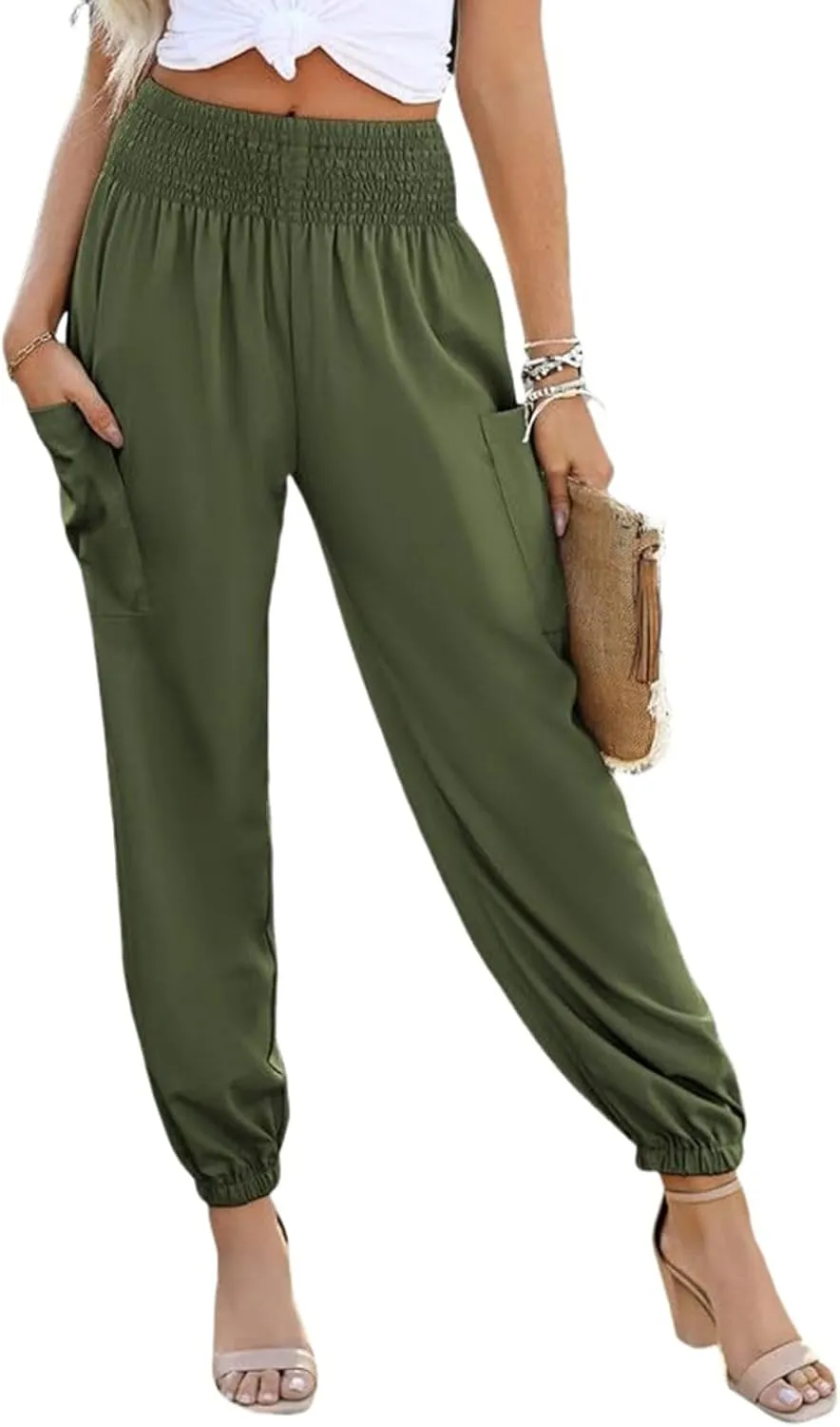 Boho Pants for Women Harem Pants High Waist Cargo Pant Summer Loose Trousers Business Casual Trousers Elephant Trouser