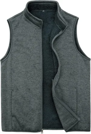 Bonnroth Mens Full Zip Sweater Fleece Vest, Sherpa Lined Stand Collar Vests with Pocket