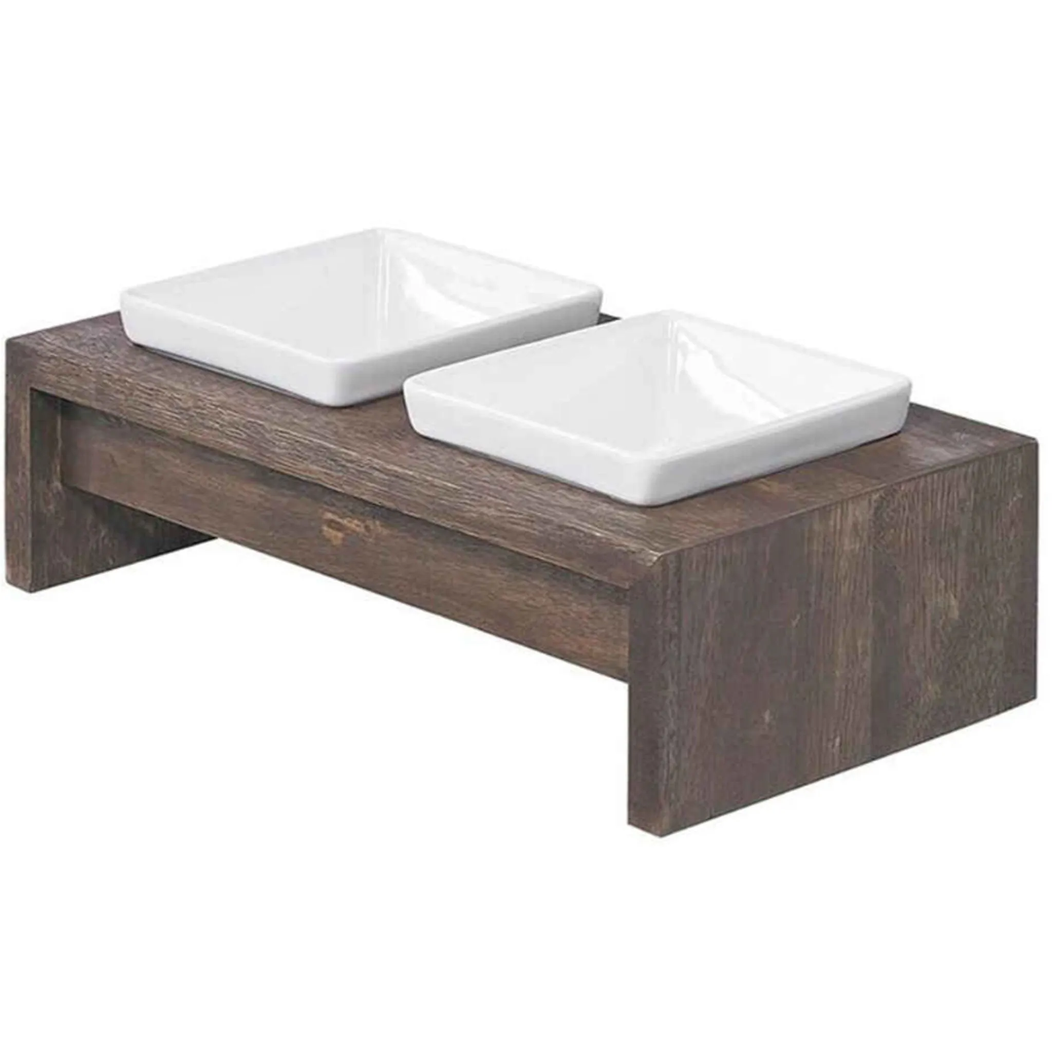 Bowsers Artisan Double Feeder Walnut Dog Bowl