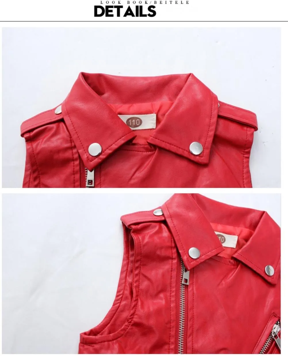 Boys Girls Faux leather Vest Jacket Kids Motorcycle Vests Joker Dress Coat 3-12Years