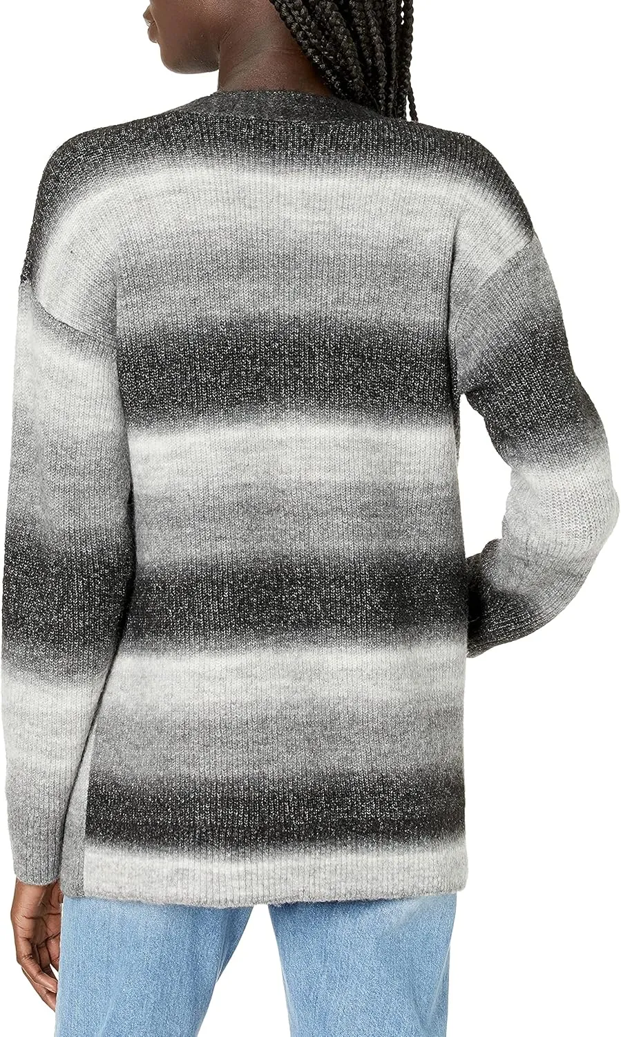 Cable Stitch Women's Ombre Space-Dyed Cardigan - V-Neck Long Sleeve Button Front Rib-Knit Sweater Cover-Up with Pockets