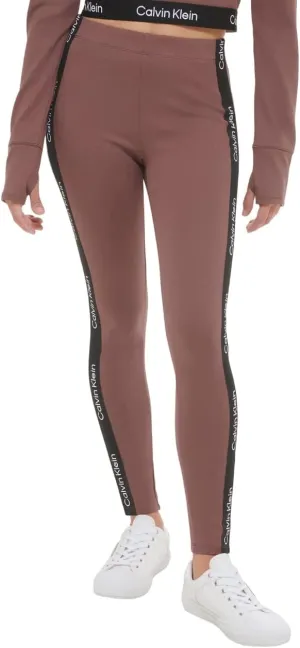 Calvin Klein Performance Women's High Waisted Logo Leggings, Terre, Medium