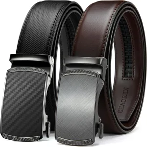 CHAOREN Leather Ratchet Belt Men 2 Pack - Customizable Fit, Effortless Style (35mm)