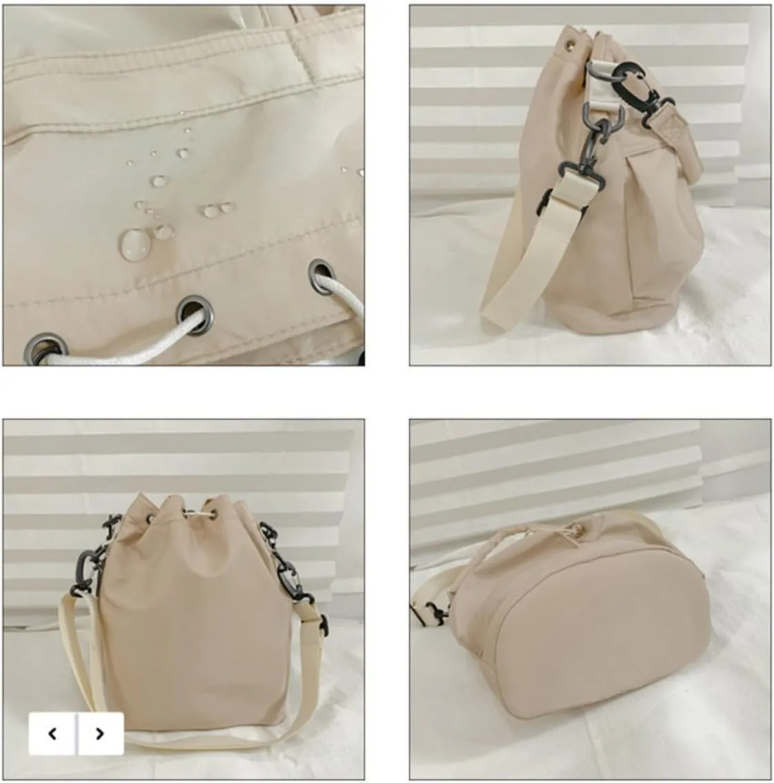 Chic Sporty Shoulder Bag Crossbody Bucket Bag Nylon Tote with Trendy Drawstring - Casual Carryall