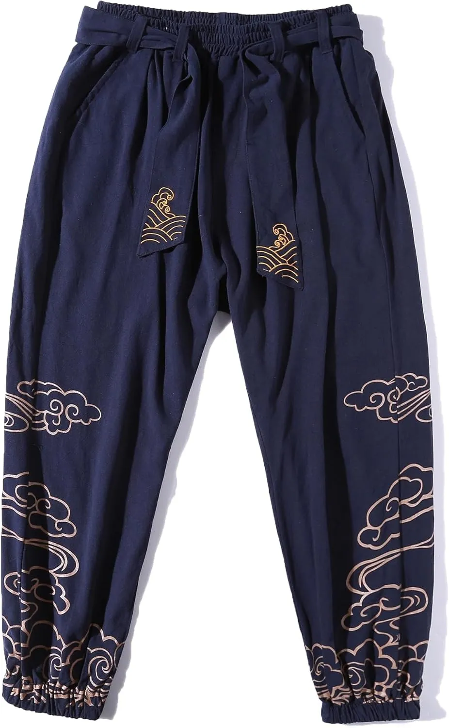 Chinese Style Retro Print Pants Men Autumn Loose Casual Plus Size Harem Pants