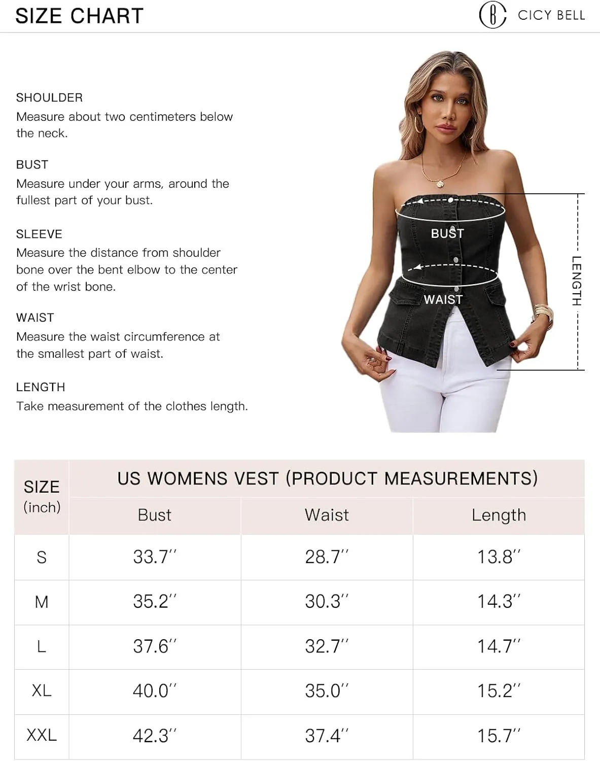 Cicy Bell Womens Strapless Denim Vest Summer Button Down Jean Tube Tops Y2k Going Out Fitted Bandeau Shirts Waistcoat