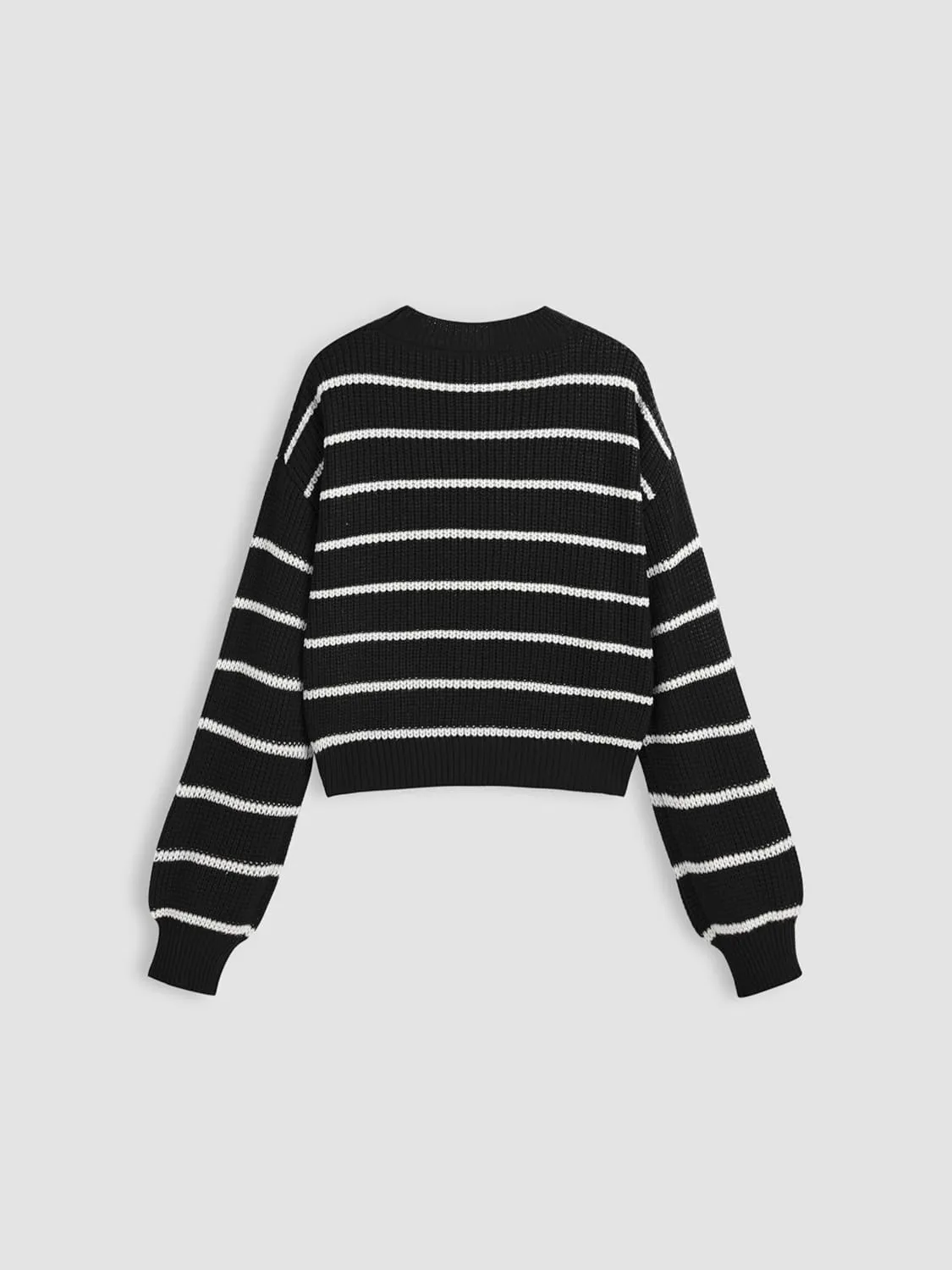 CIDER Womens Cropped Striped Sweater Long Sleeve Crew Neck Trendy Pullover Tops